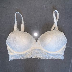 Padded push-up white lace bralette
